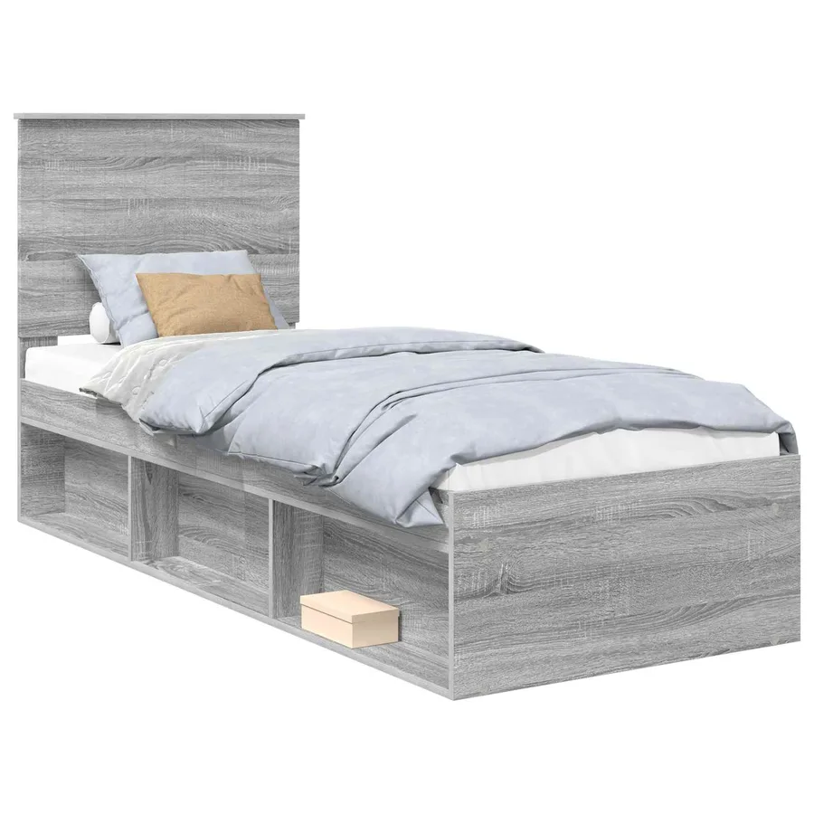 Cadre de lit Gris Sonoma 75 x 190 cm Bois de pin massif - 2