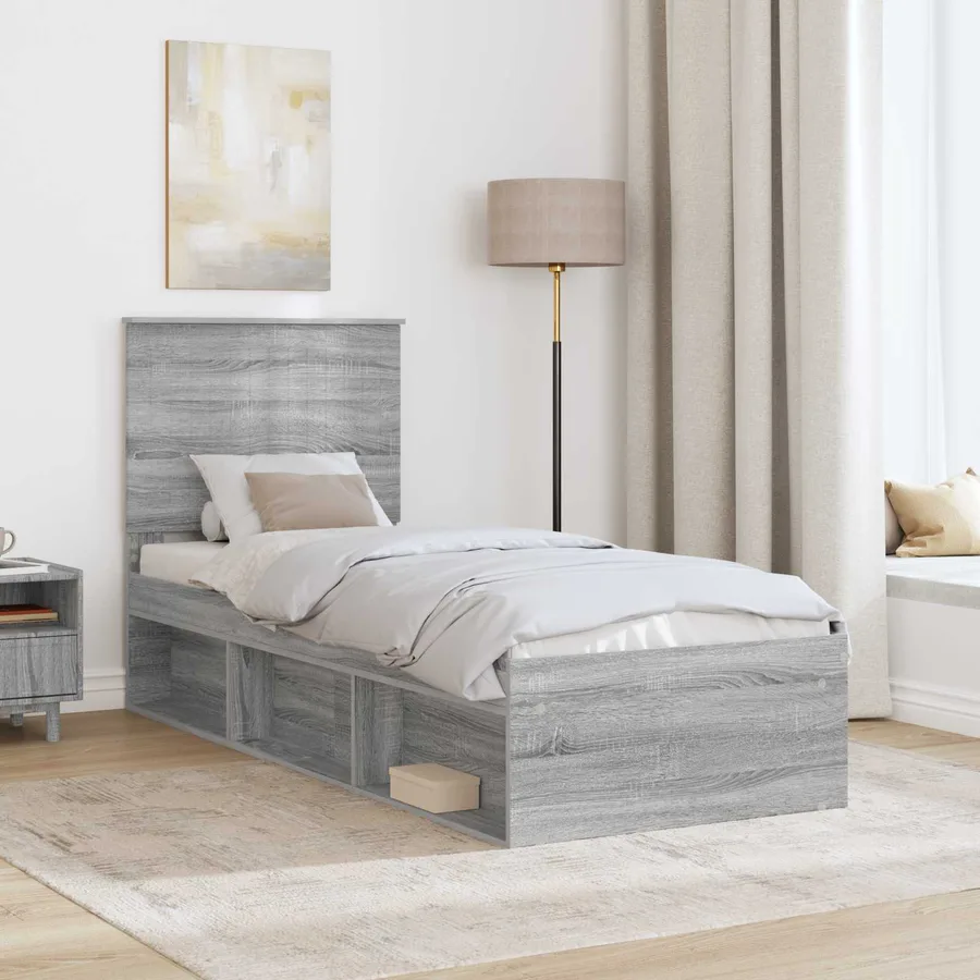 Cadre de lit Gris Sonoma 75 x 190 cm Bois de pin massif - 3
