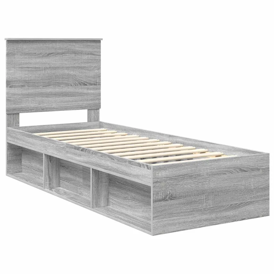 Cadre de lit Gris Sonoma 75 x 190 cm Bois de pin massif - 4