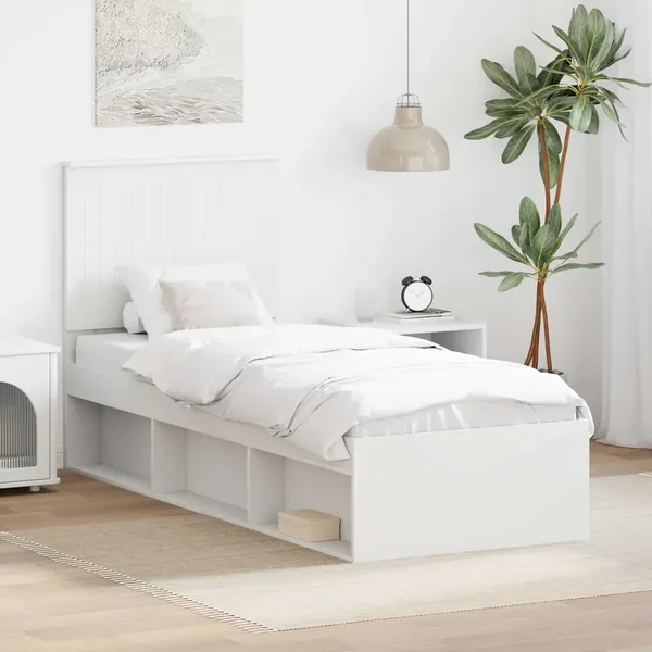 Cadre de lit Blanc 75 x 190 cm Bois de pin massif