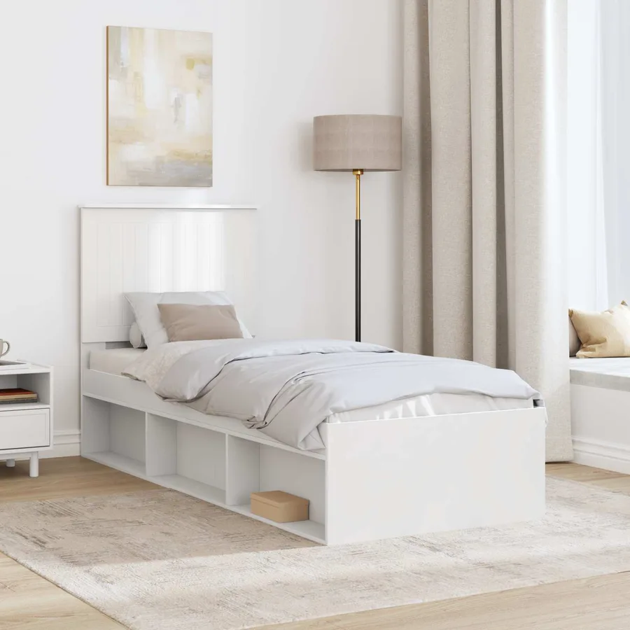 Cadre de lit Blanc 75 x 190 cm Bois de pin massif - 3