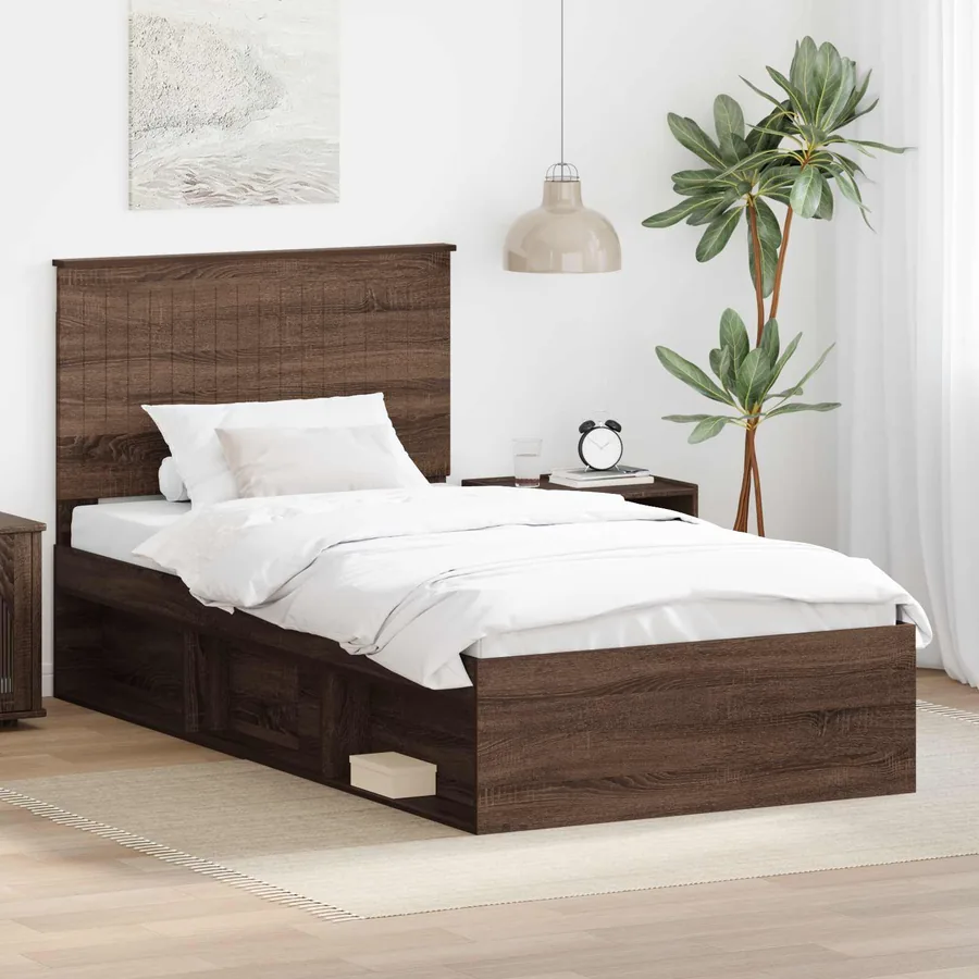 Cadre de lit Chêne brun 100 x 200 cm Bois de pin massif