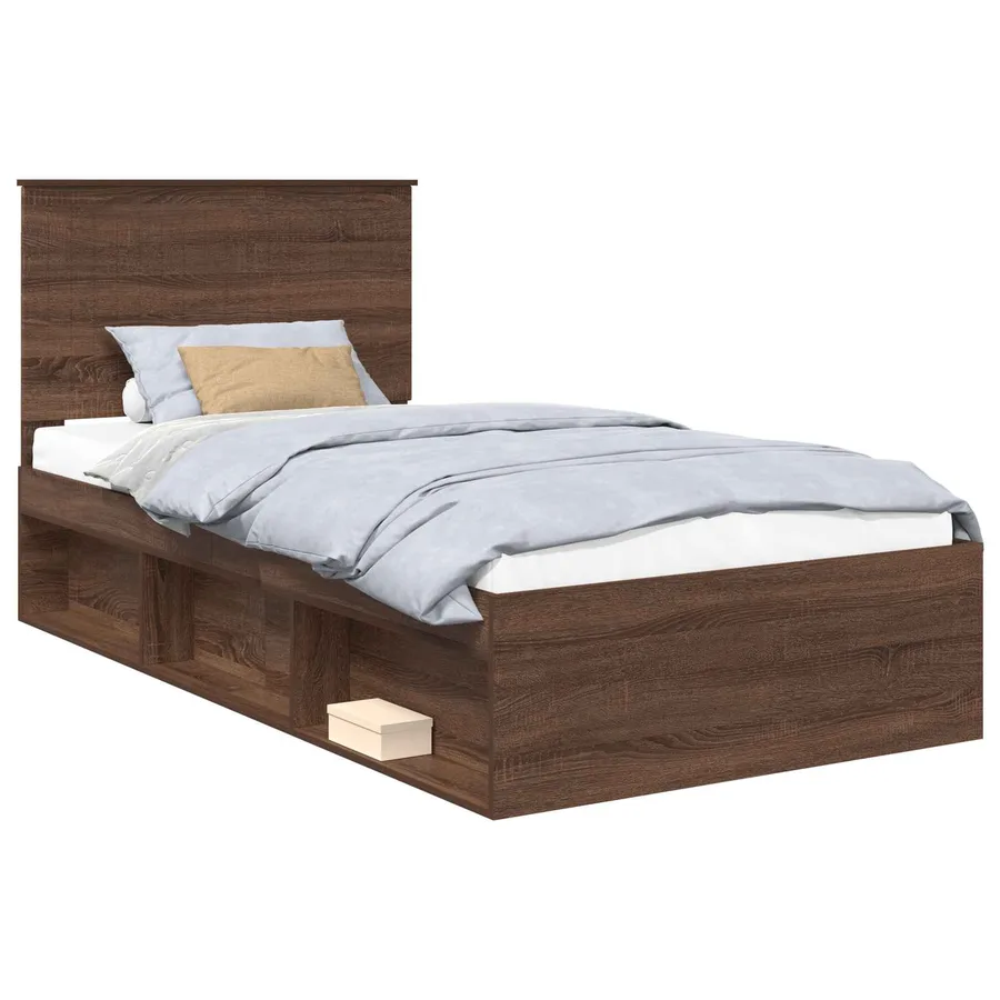 Cadre de lit Chêne brun 100 x 200 cm Bois de pin massif - 2