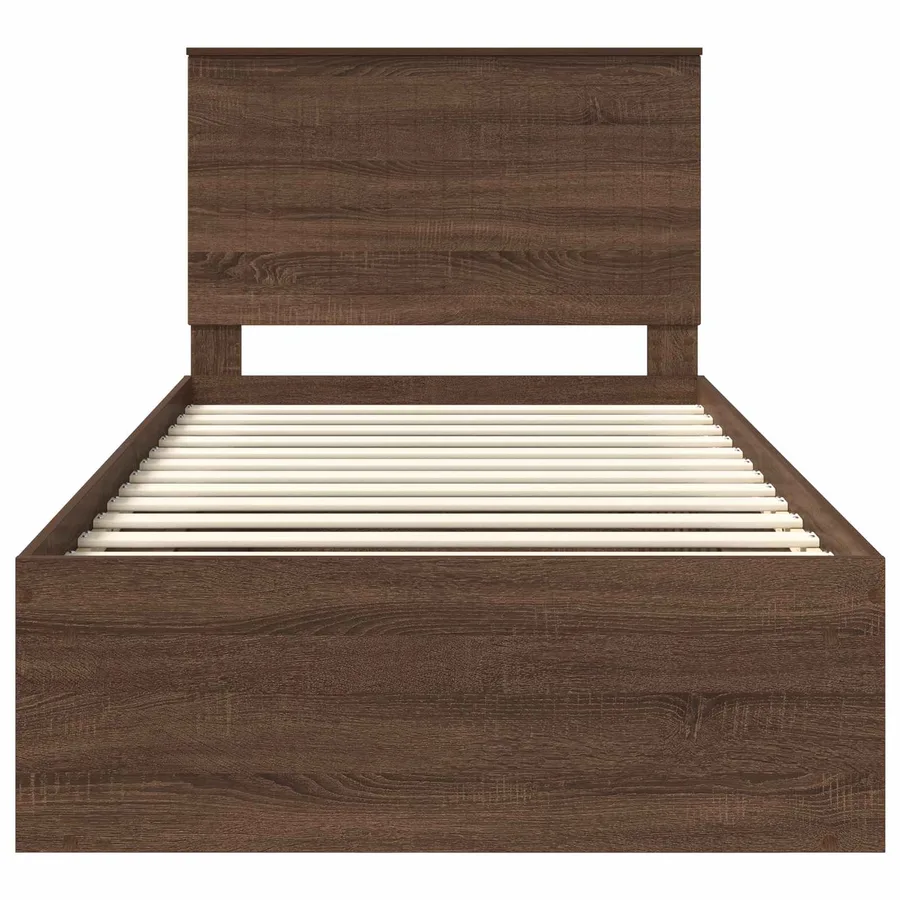 Cadre de lit Chêne brun 100 x 200 cm Bois de pin massif - 7