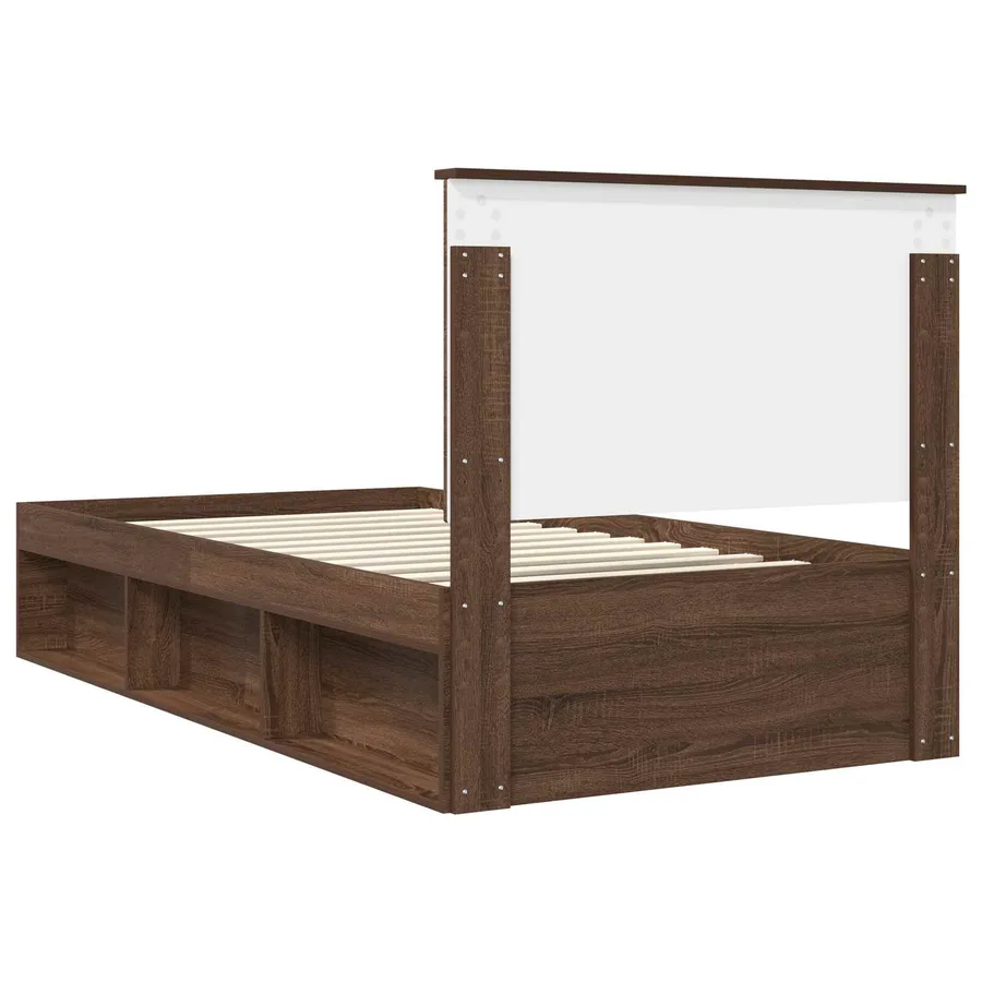 Cadre de lit Chêne brun 100 x 200 cm Bois de pin massif - 9