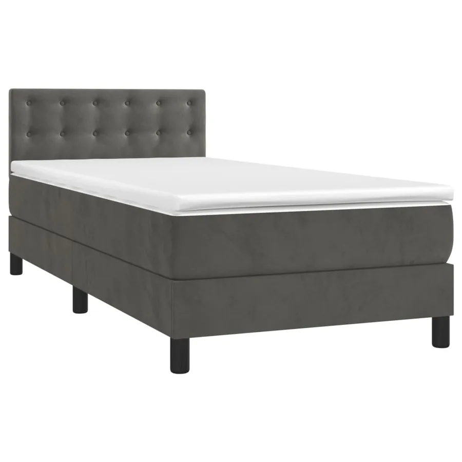 Sommier à lattes de lit avec matelas et LED Gris foncé 80x200cm - 3