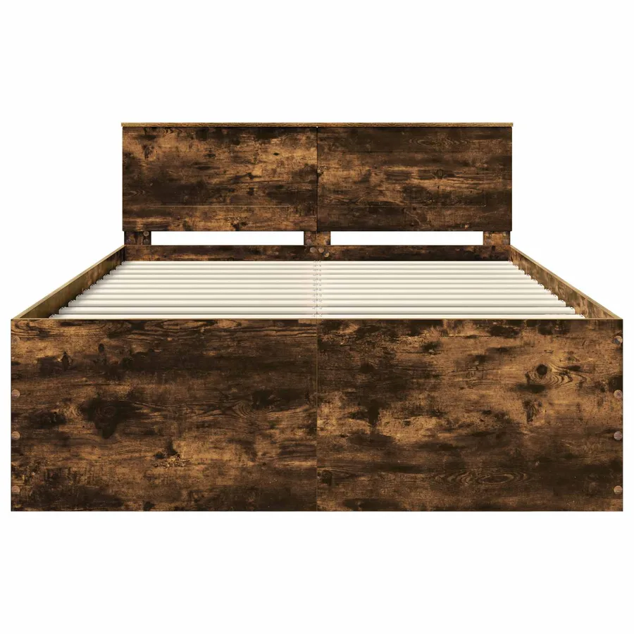 Cadre de lit Chêne fumé 150 x 200 cm Bois d'ingénierie - 7