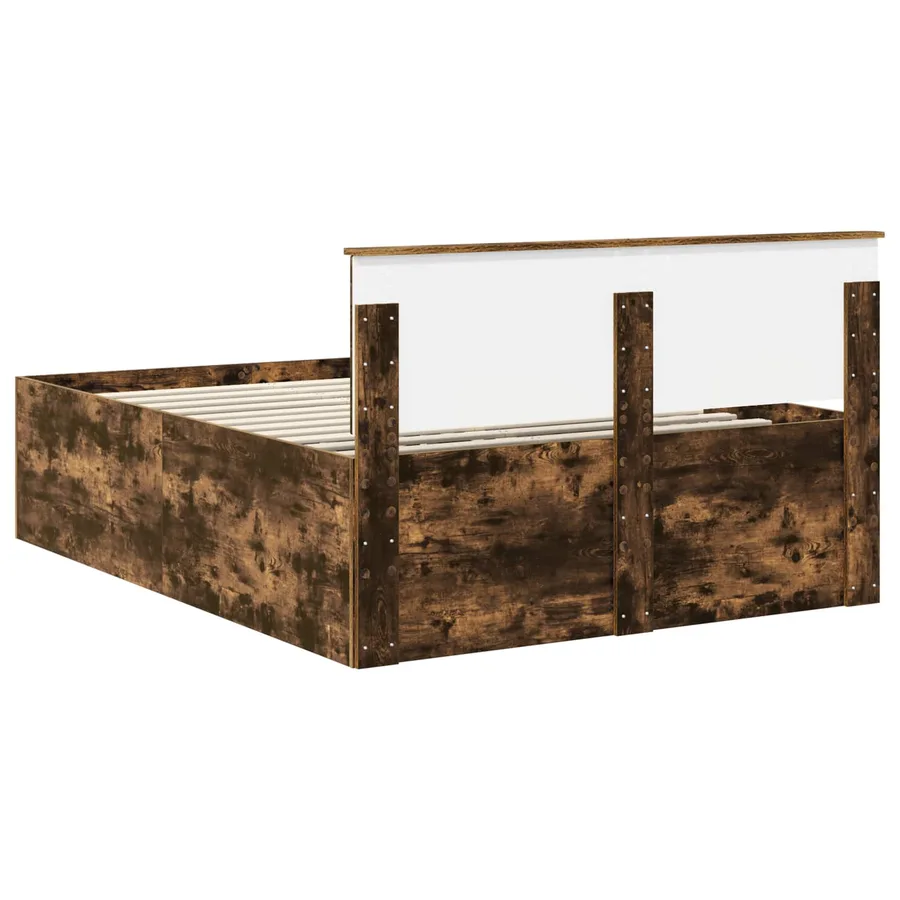 Cadre de lit Chêne fumé 150 x 200 cm Bois d'ingénierie - 9