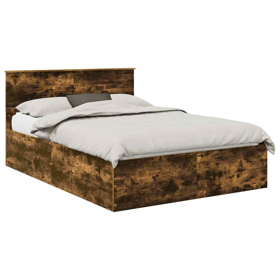 Cadre de lit Chêne fumé 150 x 200 cm Bois d'ingénierie - 2