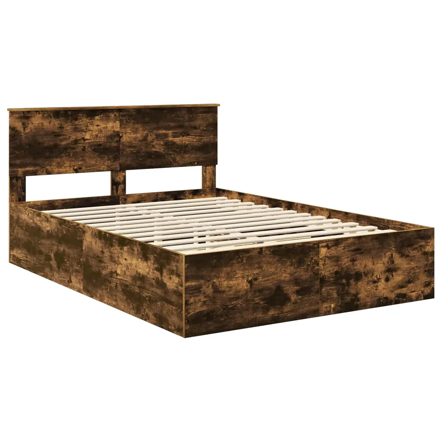 Cadre de lit Chêne fumé 150 x 200 cm Bois d'ingénierie - 4