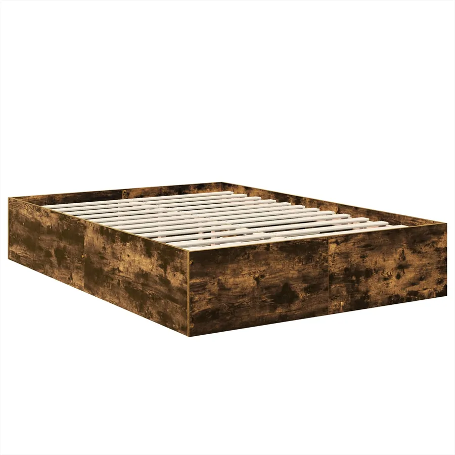 Cadre de lit Chêne fumé 150 x 200 cm Bois d'ingénierie - 5