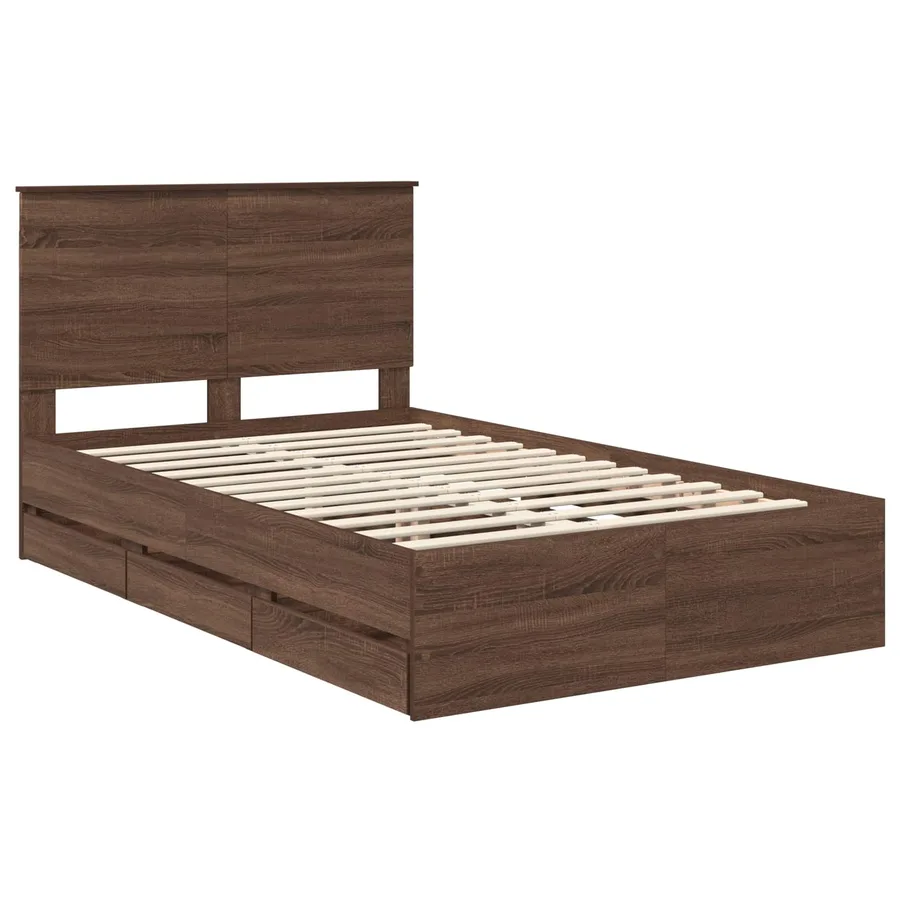 Cadre de lit Chêne brun 120 x 190 cm Bois Ingénierie - 4
