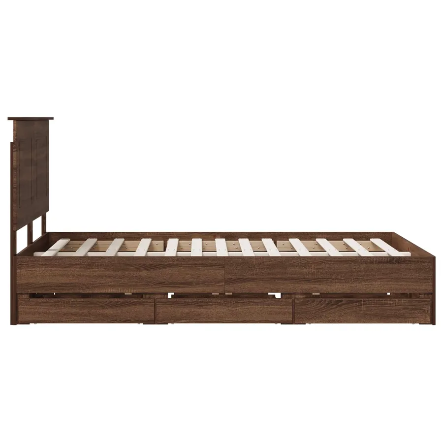 Cadre de lit Chêne brun 120 x 190 cm Bois Ingénierie - 9