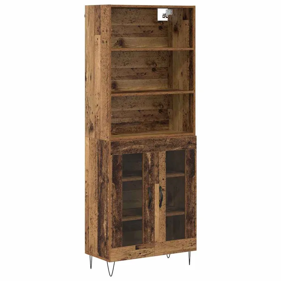 Haut Armoire 2 pcs Bois ancien Bois d'ingénierie - 2