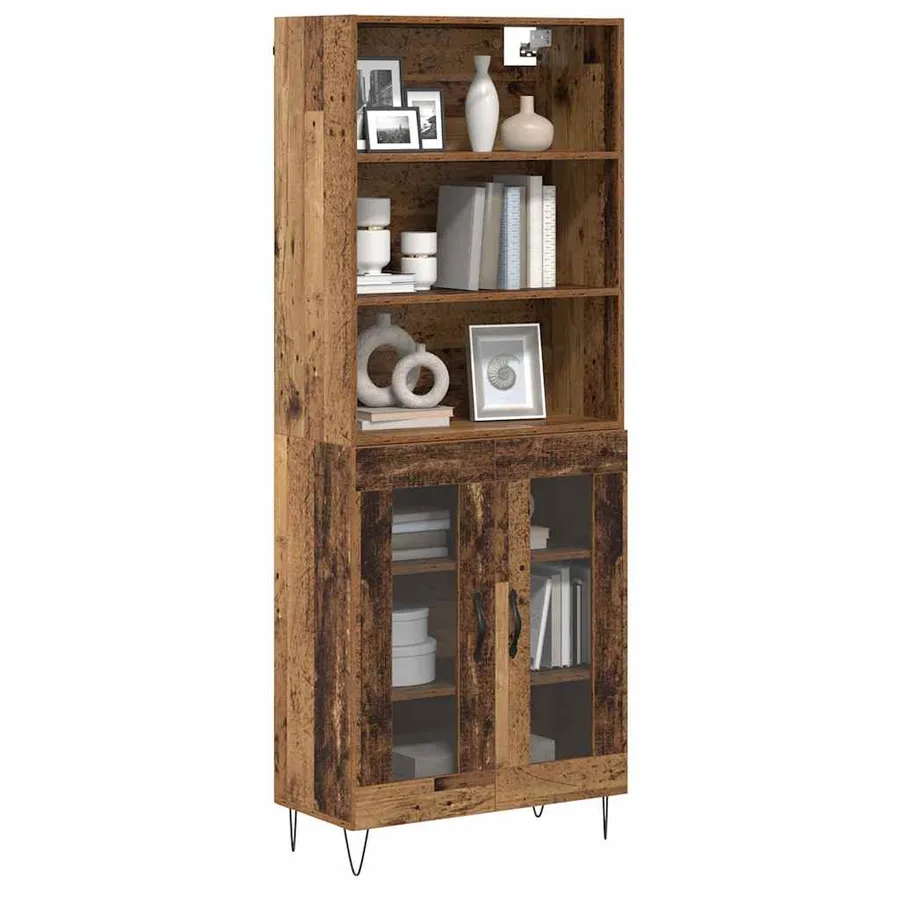 Haut Armoire 2 pcs Bois ancien Bois d'ingénierie - 3