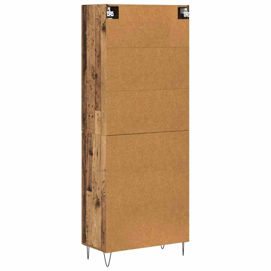 Haut Armoire 2 pcs Bois ancien Bois d'ingénierie et verre - 10