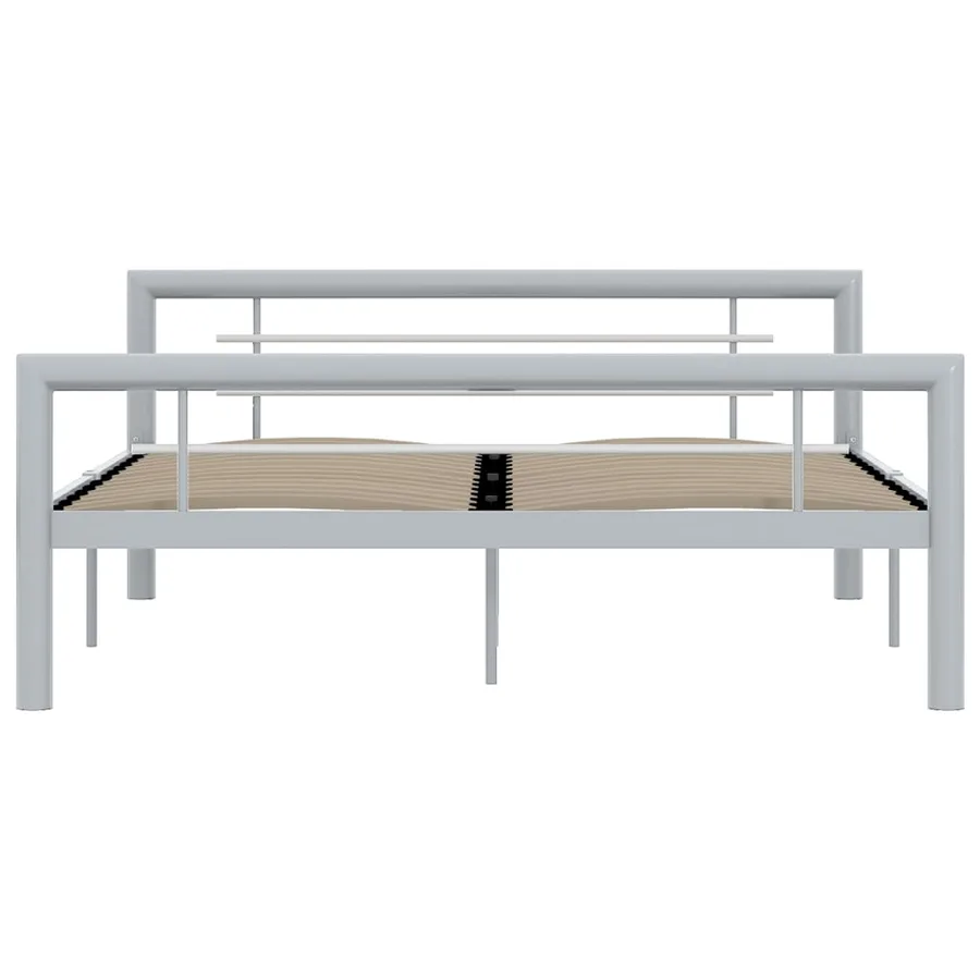 Cadre de lit sans matelas gris et blanc métal 140x200 cm - 3