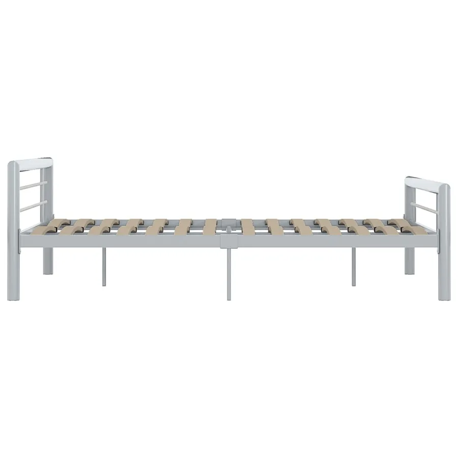 Cadre de lit sans matelas gris et blanc métal 140x200 cm - 4