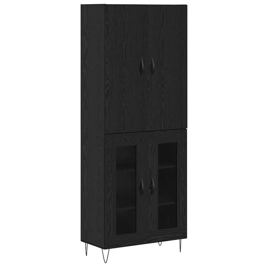 Haut Armoire 2 pcs Chêne noir Bois d'ingénierie et verre - 2