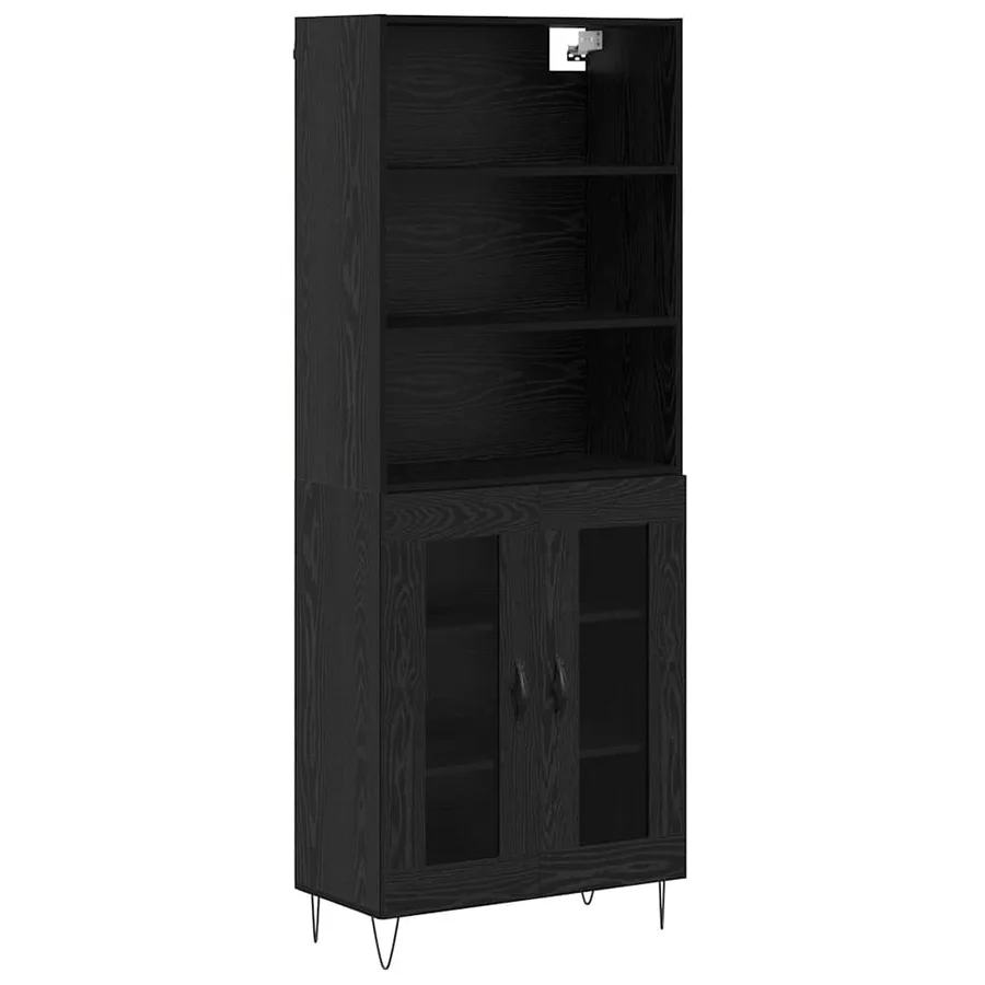 Haut Armoire 2 pcs Chêne noir Bois d'ingénierie - 2
