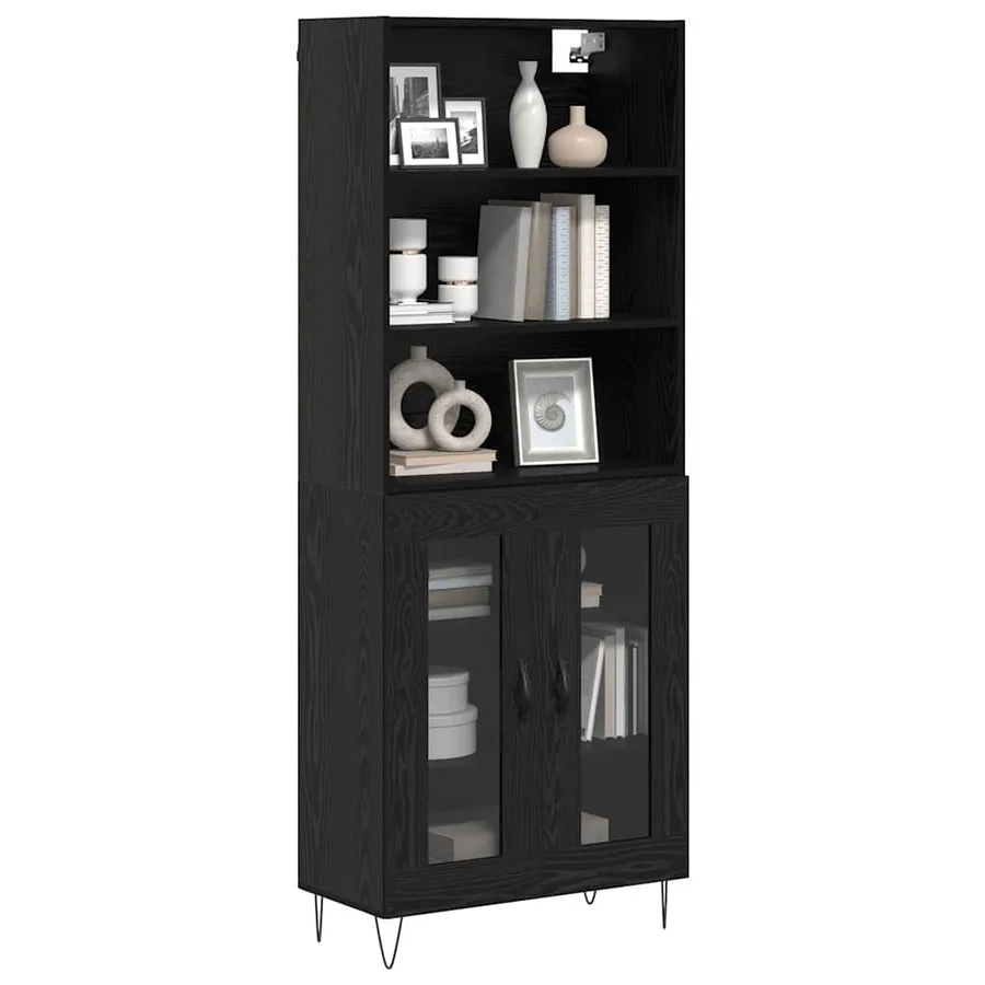 Haut Armoire 2 pcs Chêne noir Bois d'ingénierie - 3