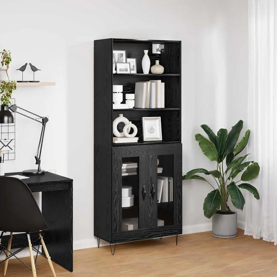 Haut Armoire 2 pcs Chêne noir Bois d'ingénierie - 4