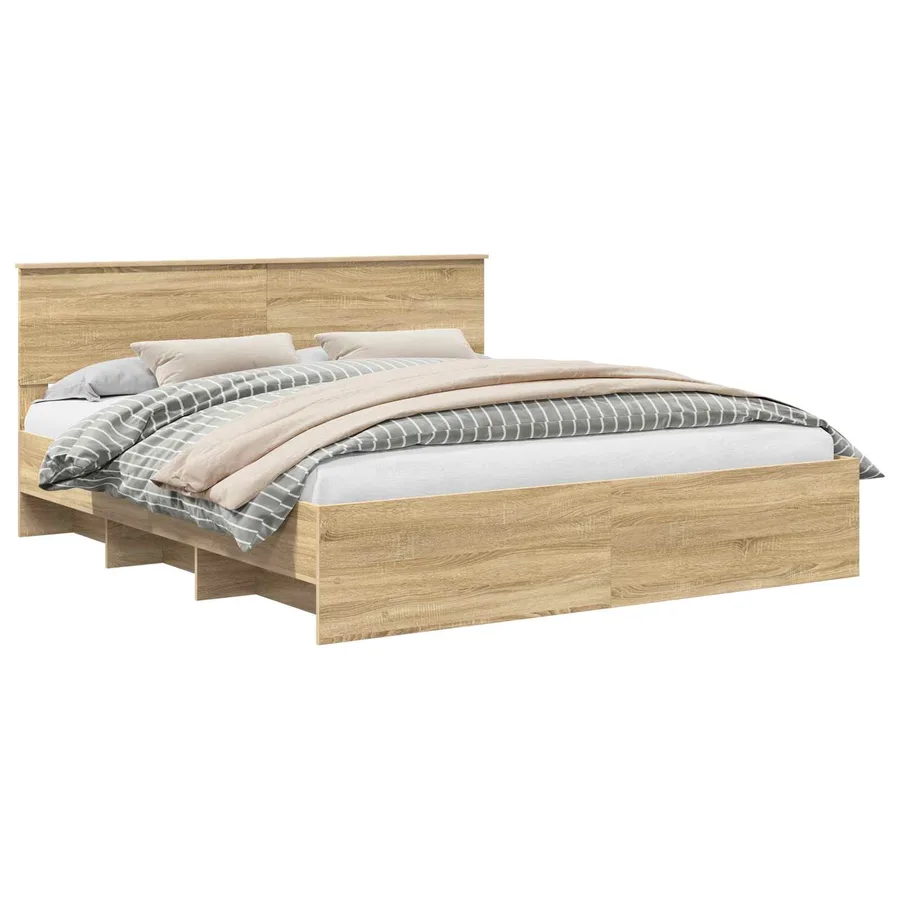 Cadre de lit Chêne Sonoma 200 x 200 cm Bois d'ingénierie - 2