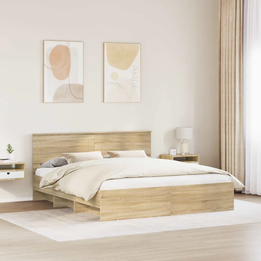 Cadre de lit Chêne Sonoma 200 x 200 cm Bois d'ingénierie - 3