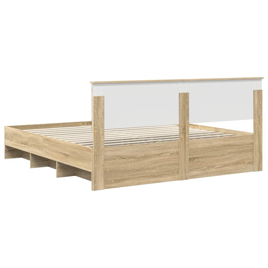 Cadre de lit Chêne Sonoma 200 x 200 cm Bois d'ingénierie - 9