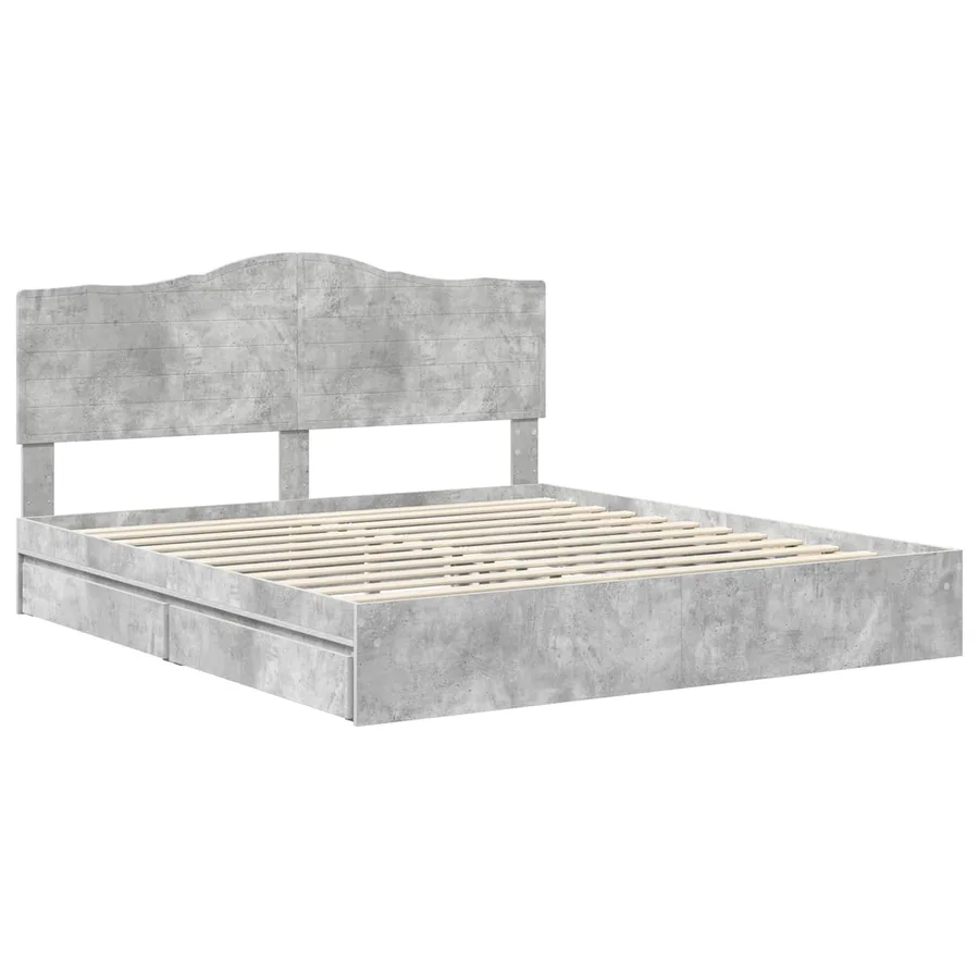 Lit de Rangement Gris béton 180 x 200 cm Bois d'ingénierie - 4