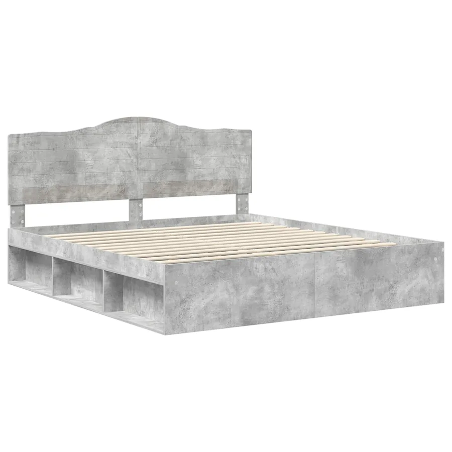 Cadre de lit avec tête de lit Béton 180 x 200 cm Pin massif - 4