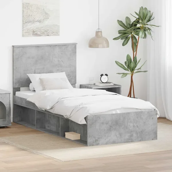 Cadre de lit Gris Béton 100 x 200 cm Bois de pin massif