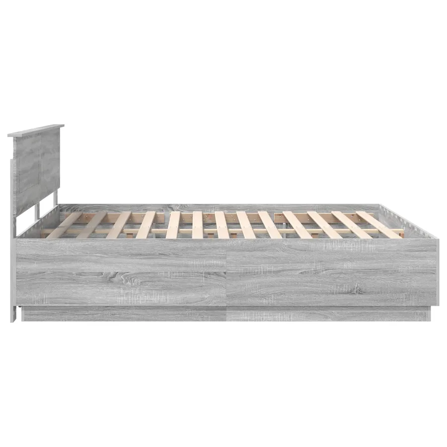 Cadre de lit Gris Sonoma 200 x 200 cm Bois d'ingénierie - 9