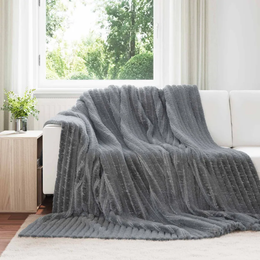 Couvertures à jeter 6 pcs Gris foncé 270 x 240 cm Toison