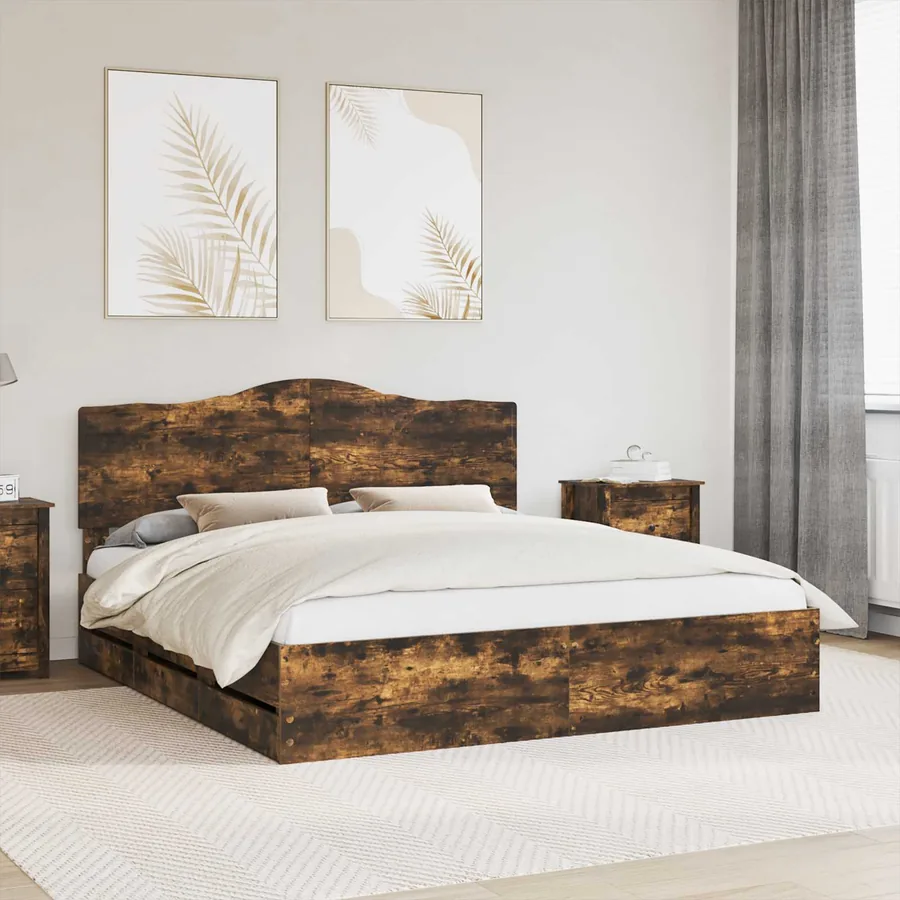 Cadre de lit Chêne fumé 180 x 200 cm Bois Ingénierie