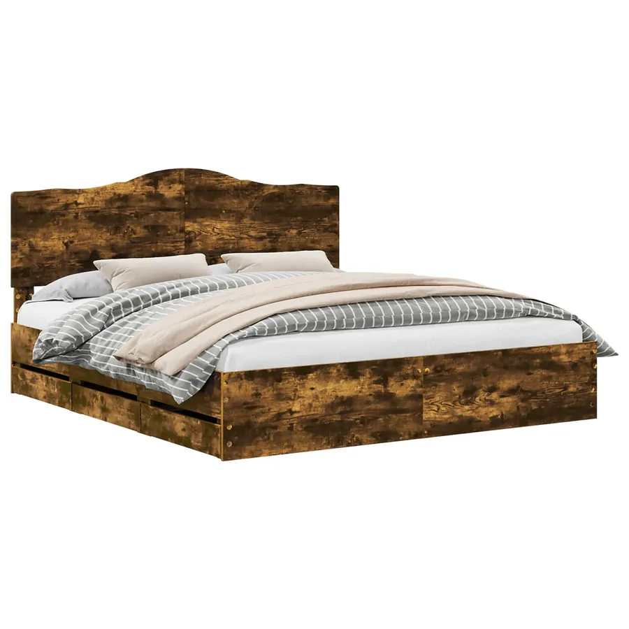 Cadre de lit Chêne fumé 180 x 200 cm Bois Ingénierie - 2