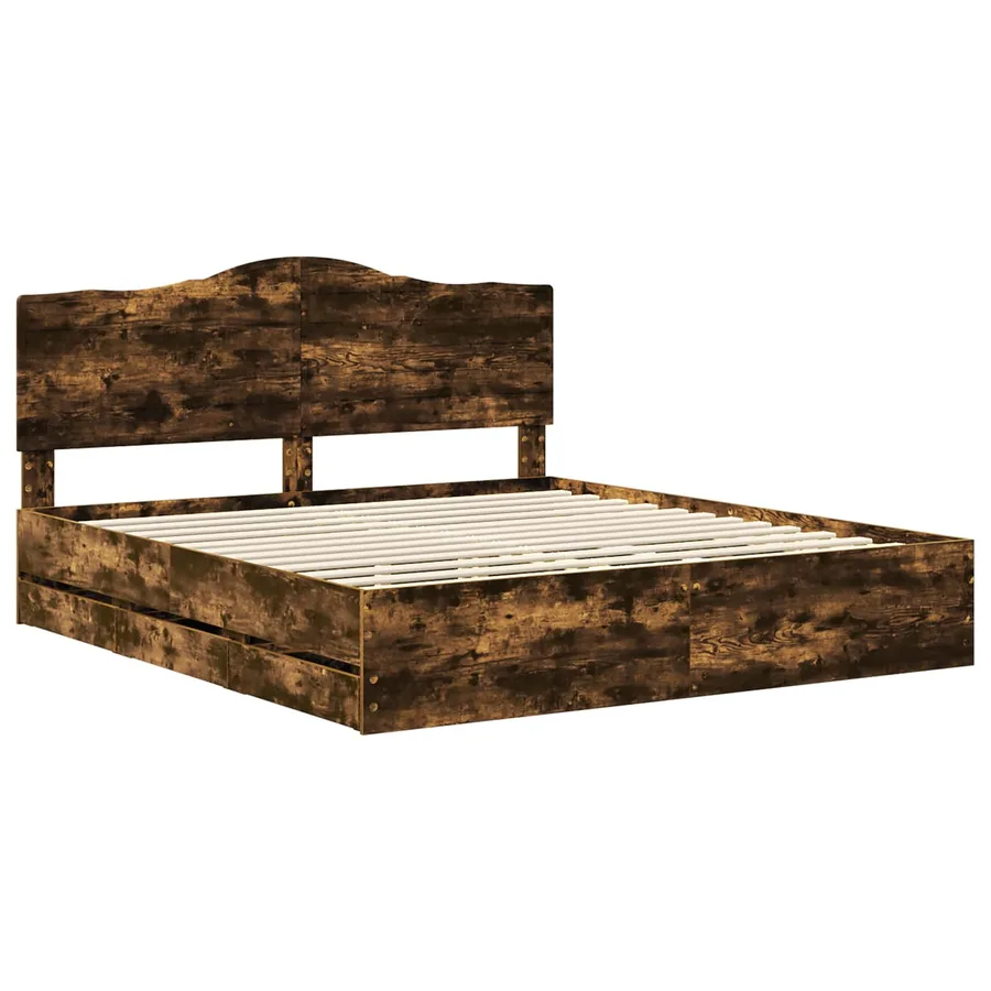 Cadre de lit Chêne fumé 180 x 200 cm Bois Ingénierie - 4
