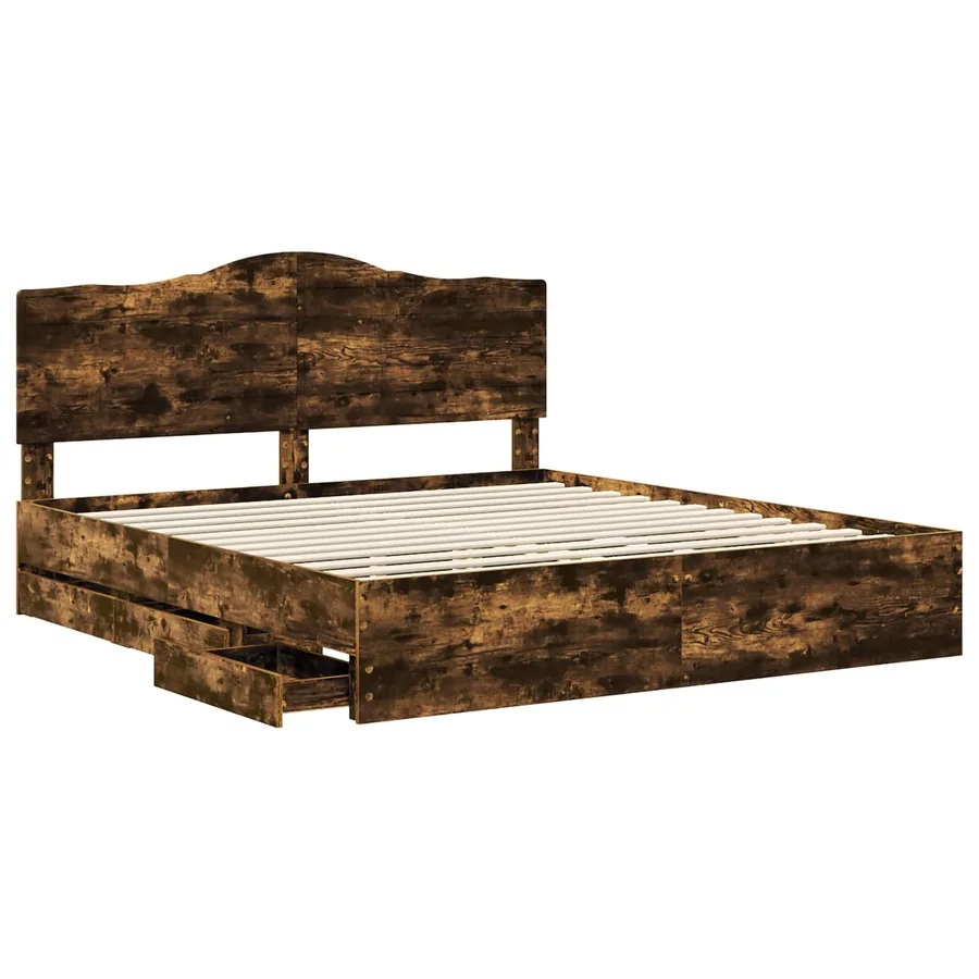 Cadre de lit Chêne fumé 180 x 200 cm Bois Ingénierie - 5
