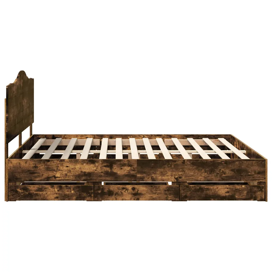 Cadre de lit Chêne fumé 180 x 200 cm Bois Ingénierie - 9