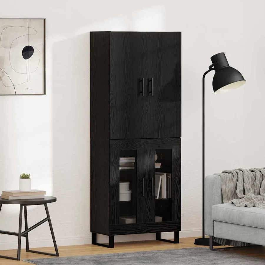 Haut Armoire 2 pcs Chêne noir 69,5 x 34 x 180 cm