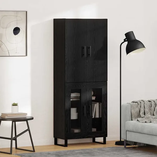 Haut Armoire 2 pcs Chêne noir 69,5 x 34 x 180 cm