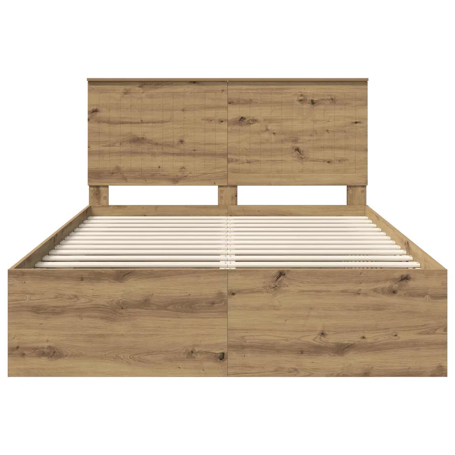 Cadre de lit Chêne artisan 135 x 190 cm Bois de pin massif - 7