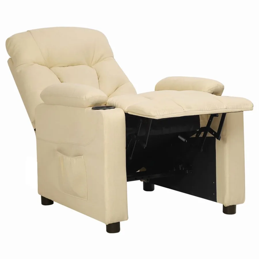 Fauteuil inclinable Crème Tissu - 4