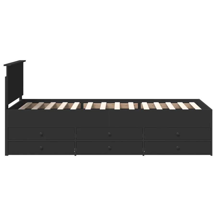 Lit d'appoint avec tiroir Noir 90 x 190 cm Bois d'ingénierie - 9