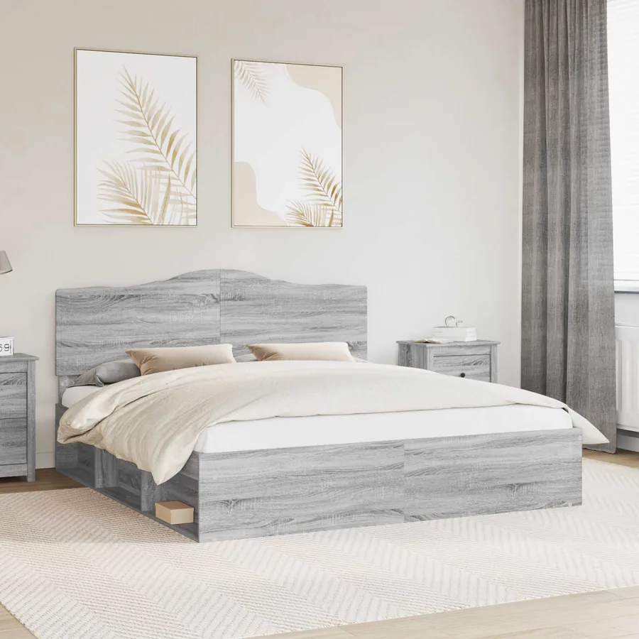 Cadre de lit Gris Sonoma 180 x 200 cm Pin massif