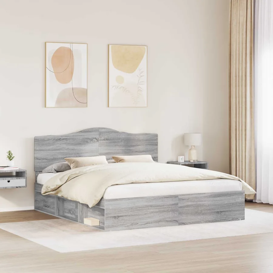 Cadre de lit Gris Sonoma 180 x 200 cm Pin massif - 3
