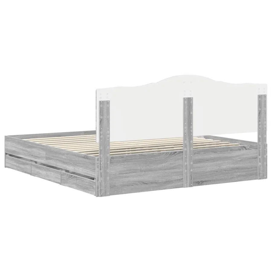 Lit de Rangement Gris Sonoma 180 x 200 cm Bois d'ingénierie - 10