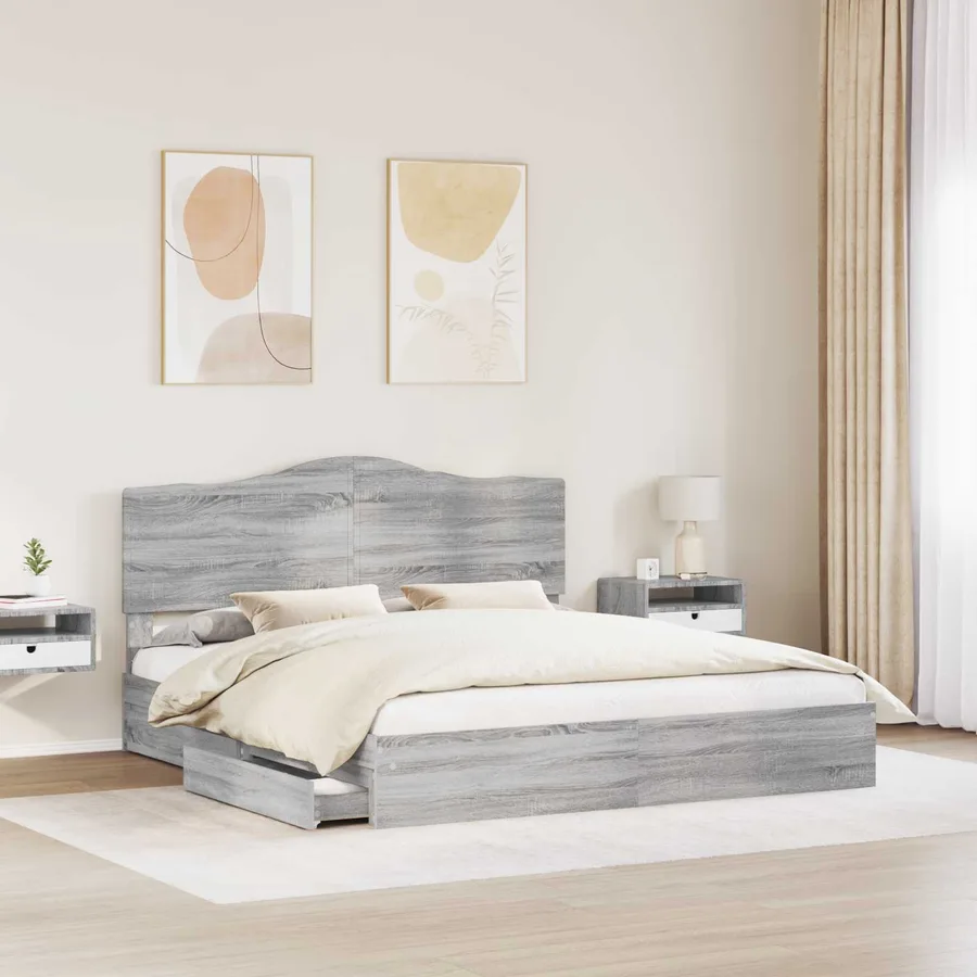 Lit de Rangement Gris Sonoma 180 x 200 cm Bois d'ingénierie - 3