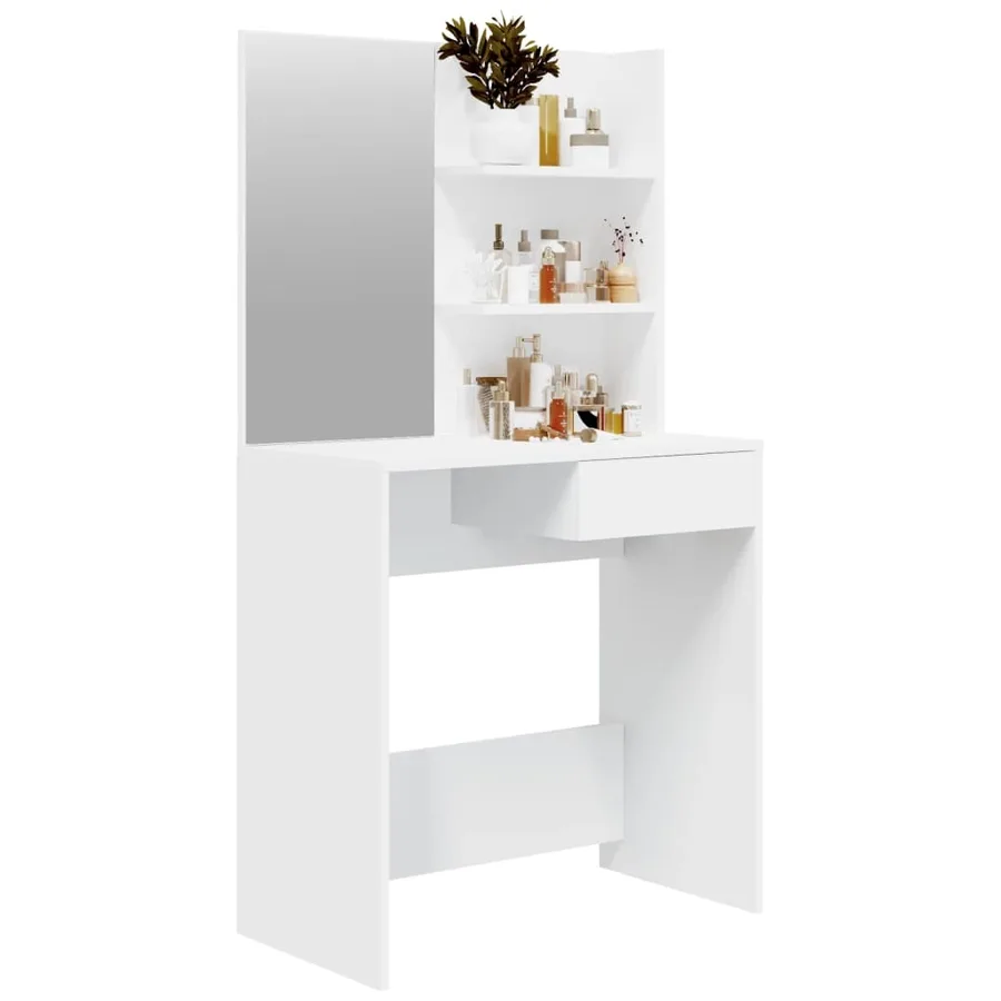 Coiffeuse avec miroir blanc 74,5x40x141 cm - 4