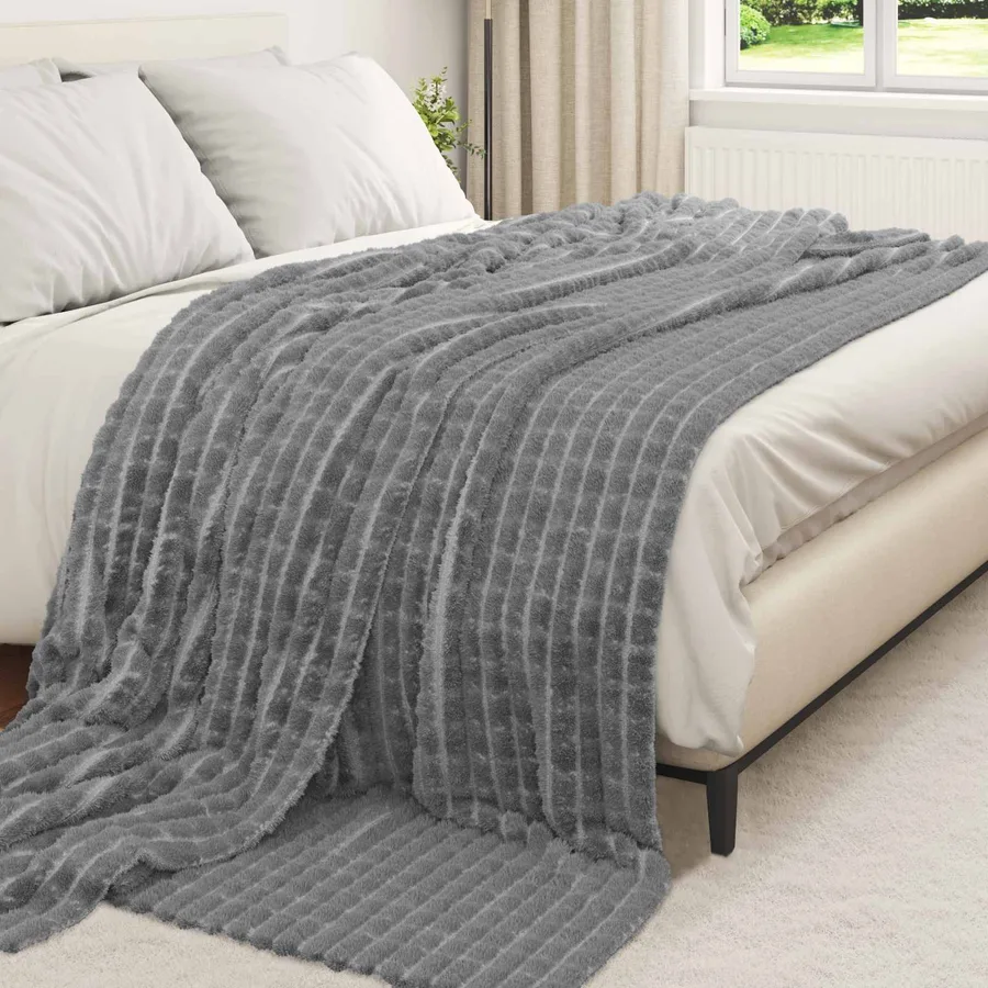 Jeté Gris foncé 240 x 220 cm Toison - 3